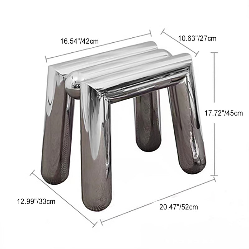 Modern Art Deco Trapezoid Full Stainless Steel Low Stool Backless Armless For Living Room
