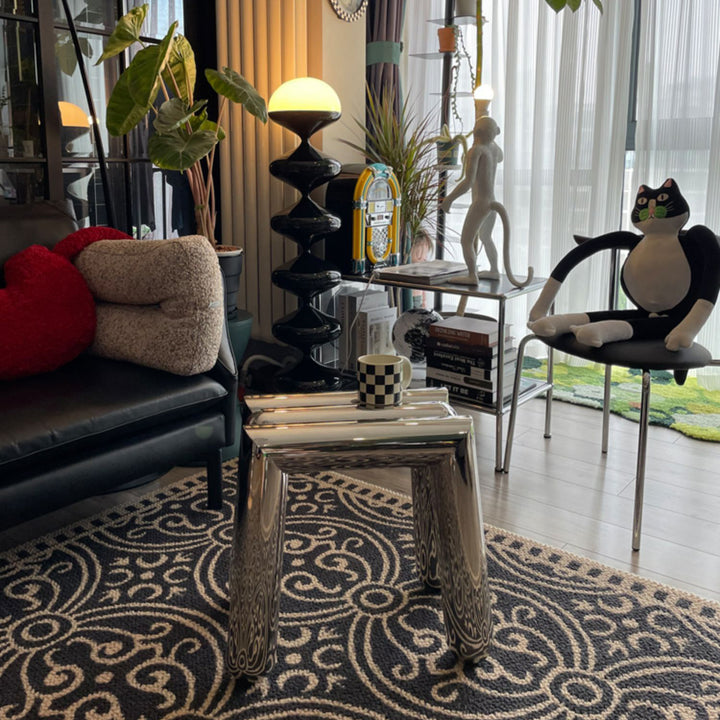 Moderner Art-Deco-Trapez-Hocker aus Edelstahl, ohne Rückenlehne und Armlehnen, für das Wohnzimmer 