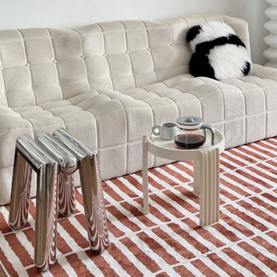Moderner Art-Deco-Trapez-Hocker aus Edelstahl, ohne Rückenlehne und Armlehnen, für das Wohnzimmer 
