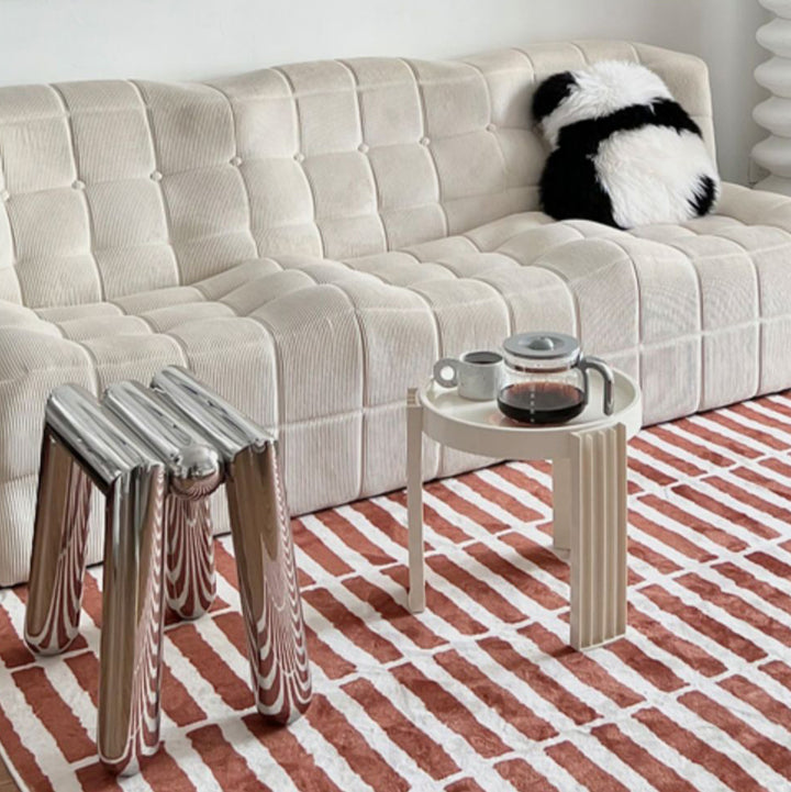 Moderner Art-Deco-Trapez-Hocker aus Edelstahl, ohne Rückenlehne und Armlehnen, für das Wohnzimmer 