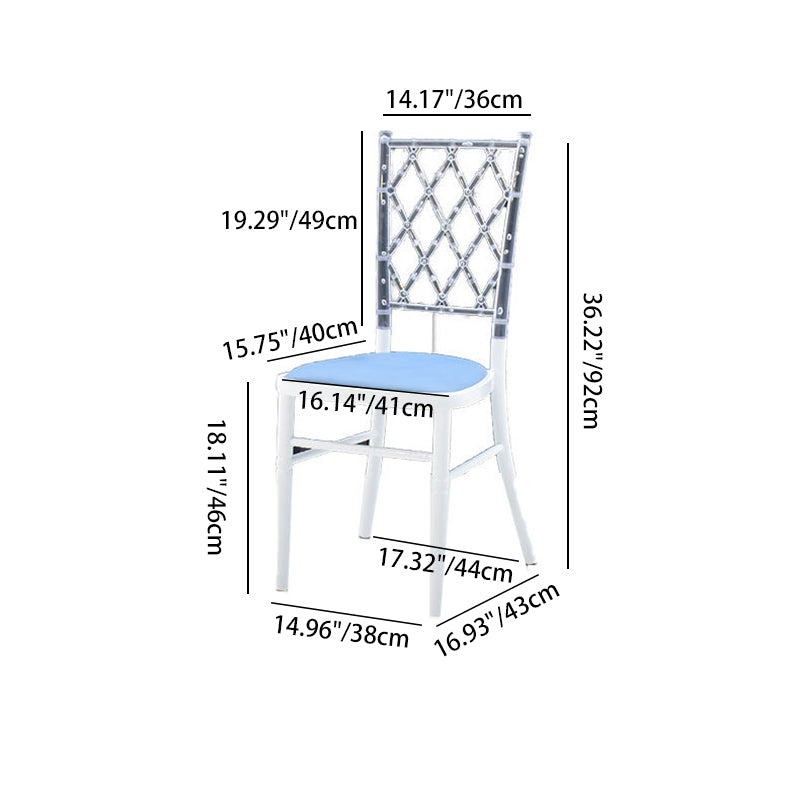 Silla de comedor rectangular de estilo francés tradicional, de resina, PP y cuero PU, con respaldo y sin brazos, para comedor 