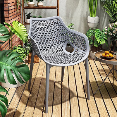 Zeitgenössischer Boho Voll-PP-Hohl-Wasserdichter Esszimmerstuhl mit Rückenlehne und Armlehne für Esszimmer 