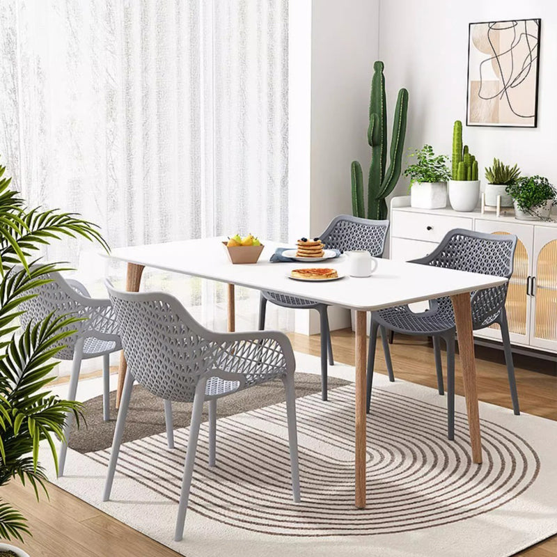 Zeitgenössischer Boho Voll-PP-Hohl-Wasserdichter Esszimmerstuhl mit Rückenlehne und Armlehne für Esszimmer 