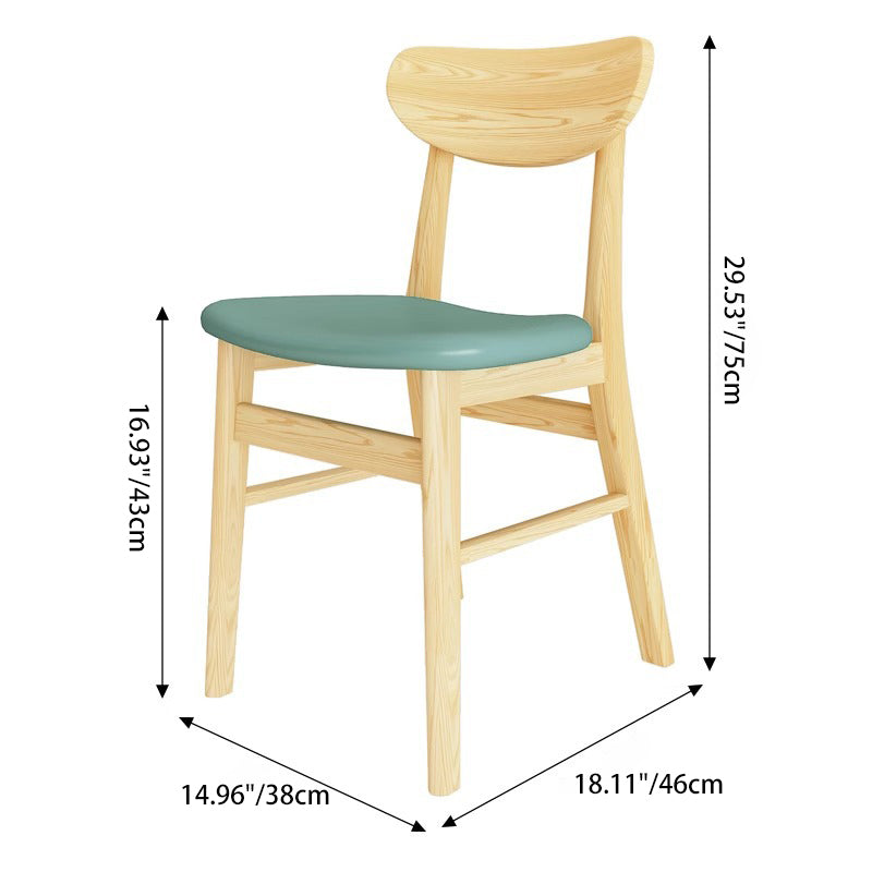 Silla de comedor de madera maciza de cuero sintético Modern Simplicity con respaldo sin brazos para comedor 