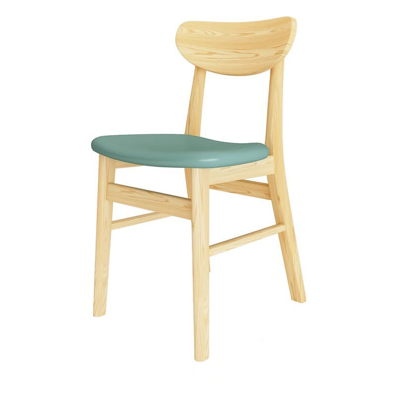 Silla de comedor de madera maciza de cuero sintético Modern Simplicity con respaldo sin brazos para comedor 