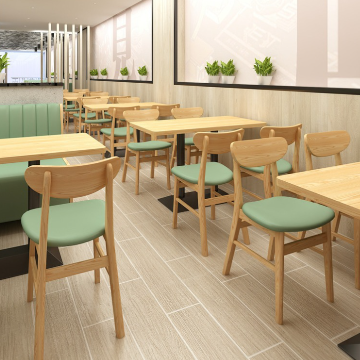 Silla de comedor de madera maciza de cuero sintético Modern Simplicity con respaldo sin brazos para comedor 