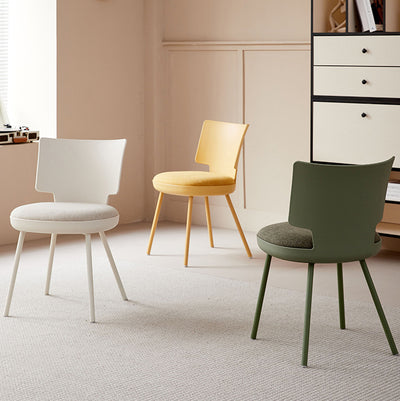 Silla de comedor sin brazos con respaldo de tela de macaron nórdico contemporáneo PP para comedor 