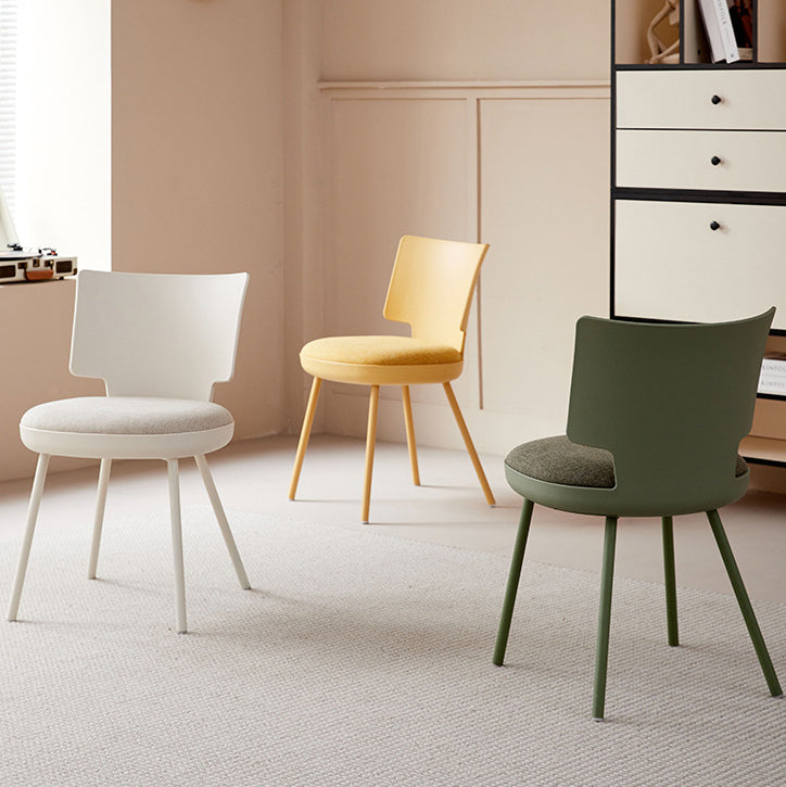 Silla de comedor sin brazos con respaldo de tela de macaron nórdico contemporáneo PP para comedor 