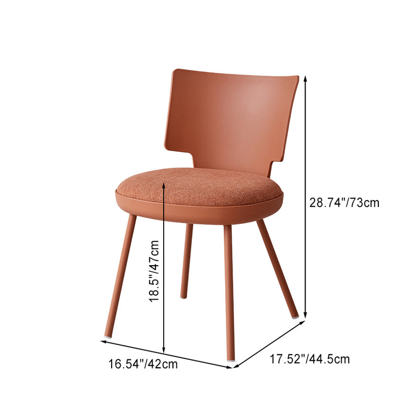 Silla de comedor sin brazos con respaldo de tela de macaron nórdico contemporáneo PP para comedor 