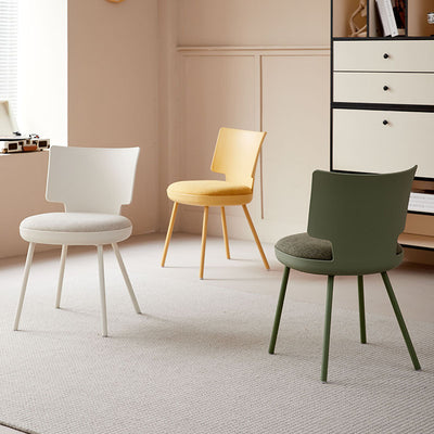 Silla de comedor sin brazos con respaldo de tela de macaron nórdico contemporáneo PP para comedor 