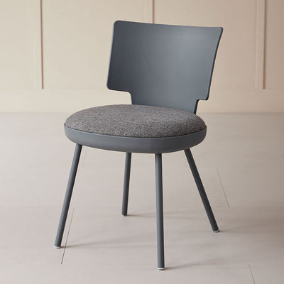 Silla de comedor sin brazos con respaldo de tela de macaron nórdico contemporáneo PP para comedor 