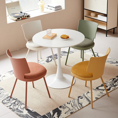 Silla de comedor sin brazos con respaldo de tela de macaron nórdico contemporáneo PP para comedor 