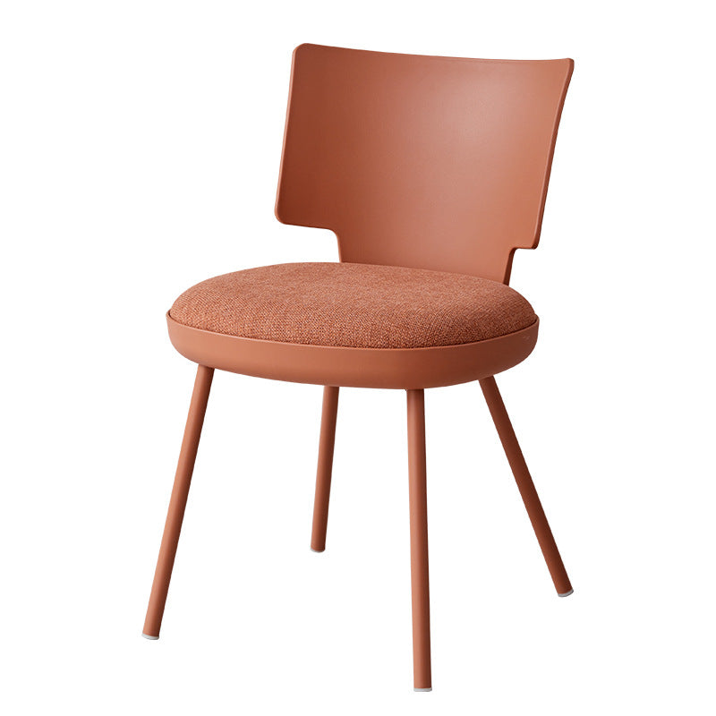 Silla de comedor sin brazos con respaldo de tela de macaron nórdico contemporáneo PP para comedor 