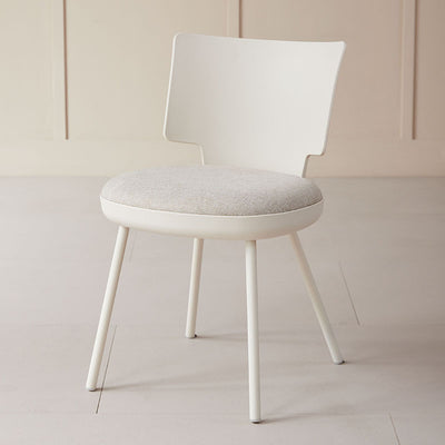 Silla de comedor sin brazos con respaldo de tela de macaron nórdico contemporáneo PP para comedor 