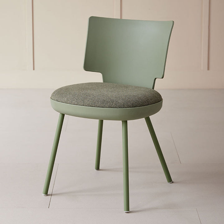 Zeitgenössischer nordischer Macaron-Baumwoll-Leinen-PP-Esszimmerstuhl mit Rückenlehne, ohne Armlehnen, für das Esszimmer 