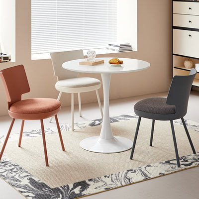 Silla de comedor sin brazos con respaldo de tela de macaron nórdico contemporáneo PP para comedor 