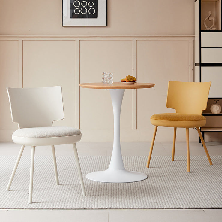 Silla de comedor sin brazos con respaldo de tela de macaron nórdico contemporáneo PP para comedor 