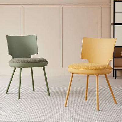Silla de comedor sin brazos con respaldo de tela de macaron nórdico contemporáneo PP para comedor 