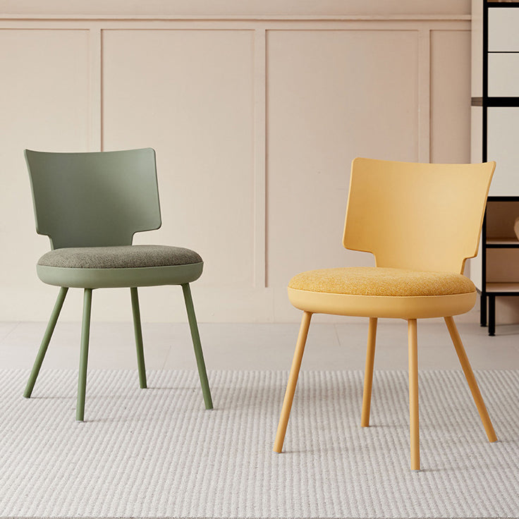 Silla de comedor sin brazos con respaldo de tela de macaron nórdico contemporáneo PP para comedor 