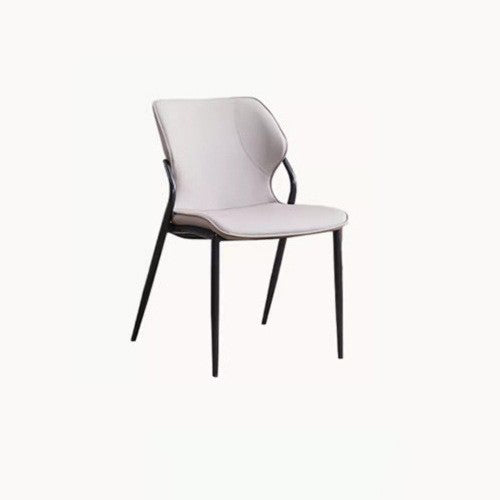 Chaise de salle à manger contemporaine nordique en faux cuir avec dossier en acier au carbone sans accoudoirs pour salle à manger 