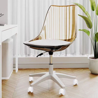Zeitgenössischer nordischer transparenter Acryl-Nylonschreibtischstuhl mit Rückenlehne ohne Armlehnen für das Home Office 