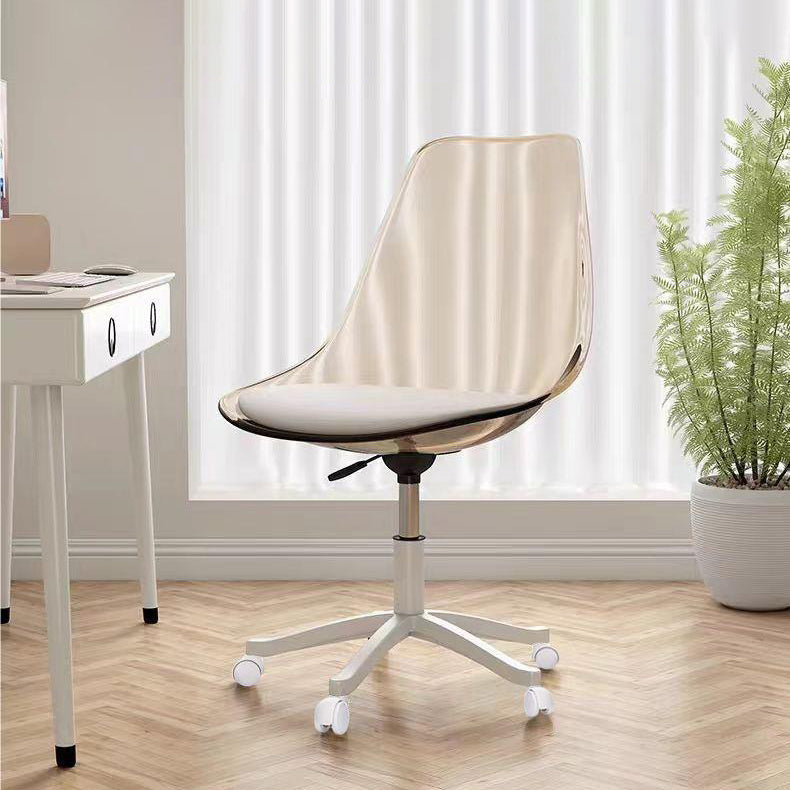 Zeitgenössischer nordischer transparenter Acryl-Nylonschreibtischstuhl mit Rückenlehne ohne Armlehnen für das Home Office 