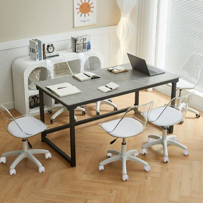 Zeitgenössischer nordischer transparenter Acryl-Nylonschreibtischstuhl mit Rückenlehne ohne Armlehnen für das Home Office 