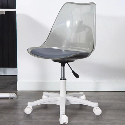 Zeitgenössischer nordischer transparenter Acryl-Nylonschreibtischstuhl mit Rückenlehne ohne Armlehnen für das Home Office 