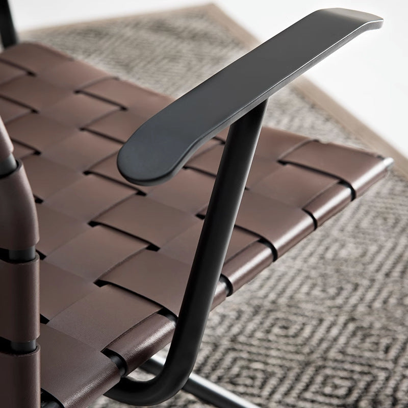 Moderner minimalistischer Sattel-Leder-Karbonstahl-Schreibtischstuhl mit Rückenlehne und Armlehne für das Home Office 