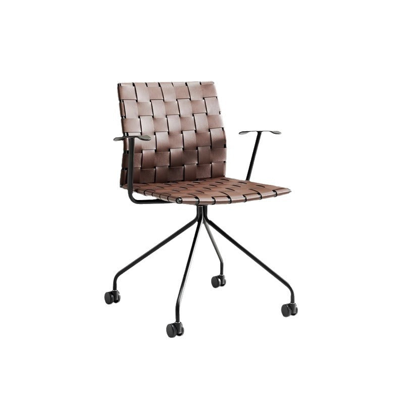 Moderner minimalistischer Sattel-Leder-Karbonstahl-Schreibtischstuhl mit Rückenlehne und Armlehne für das Home Office 