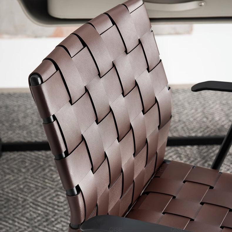 Moderner minimalistischer Sattel-Leder-Karbonstahl-Schreibtischstuhl mit Rückenlehne und Armlehne für das Home Office 