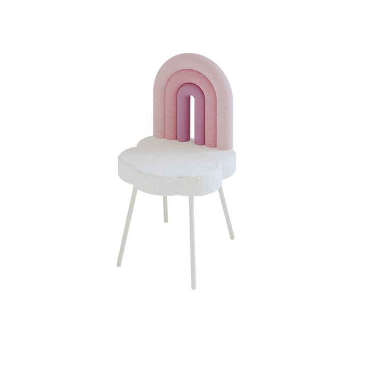 Tabouret de vanité en fer sans accoudoirs avec dossier en laine d&
