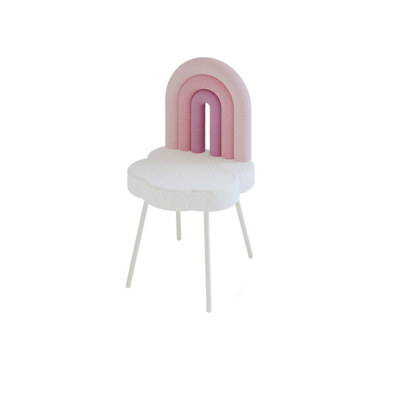 Tabouret de vanité en fer sans accoudoirs avec dossier en laine d&