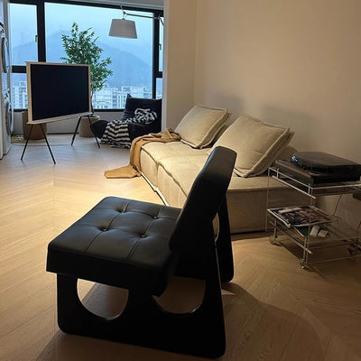 Modern Art Deco Leather Solid Wood Sofa Backrest Armless For Living Room
