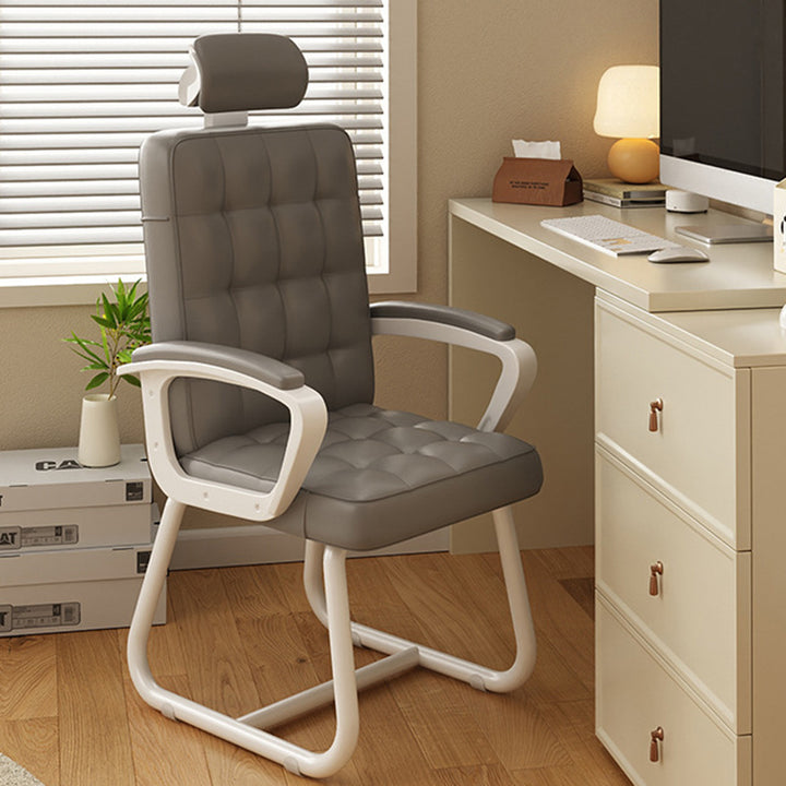 Modern Simplicity Rectangular PU Leather Carbon Steel Nylon Plywood Latex Desk Chair Backrest Armrest For Home Office
