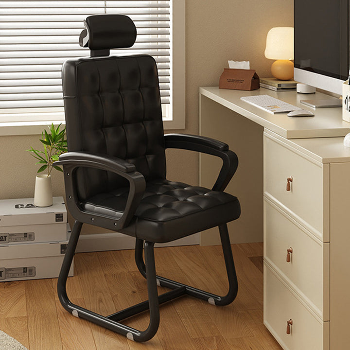 Modern Simplicity Rectangular PU Leather Carbon Steel Nylon Plywood Latex Desk Chair Backrest Armrest For Home Office