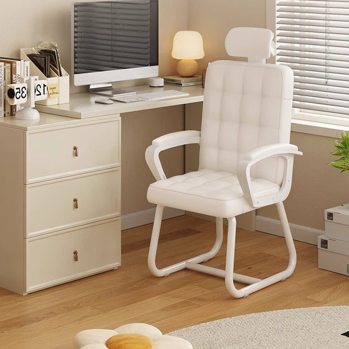 Modern Simplicity Rectangular PU Leather Carbon Steel Nylon Plywood Latex Desk Chair Backrest Armrest For Home Office