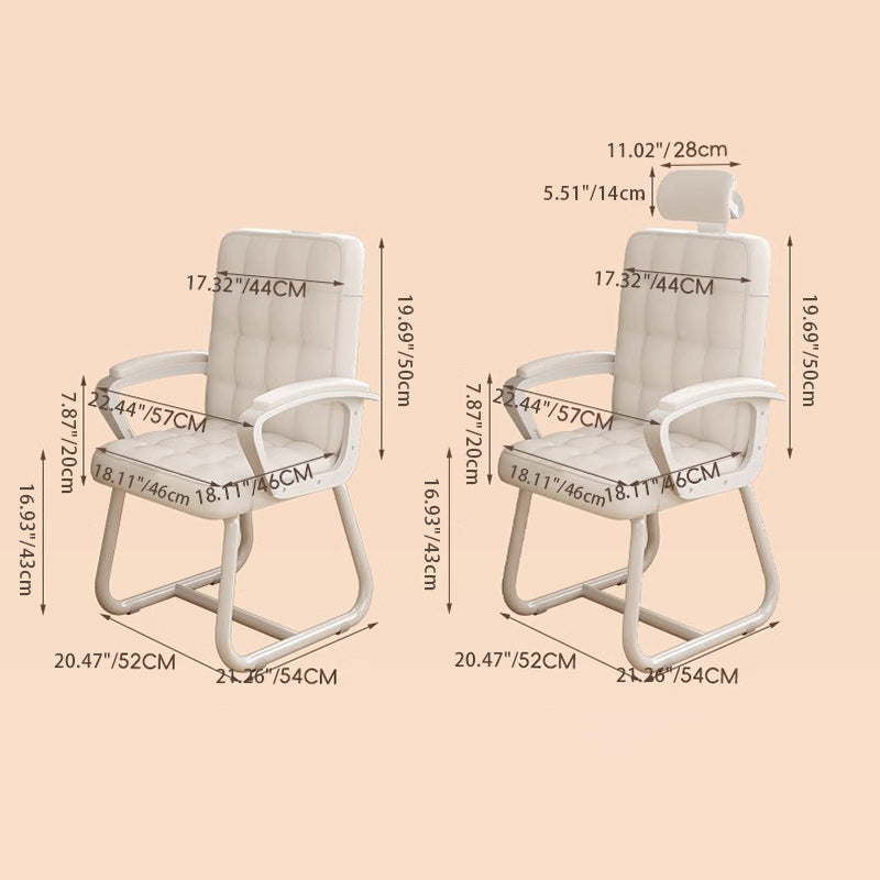 Modern Simplicity Rectangular PU Leather Carbon Steel Nylon Plywood Latex Desk Chair Backrest Armrest For Home Office