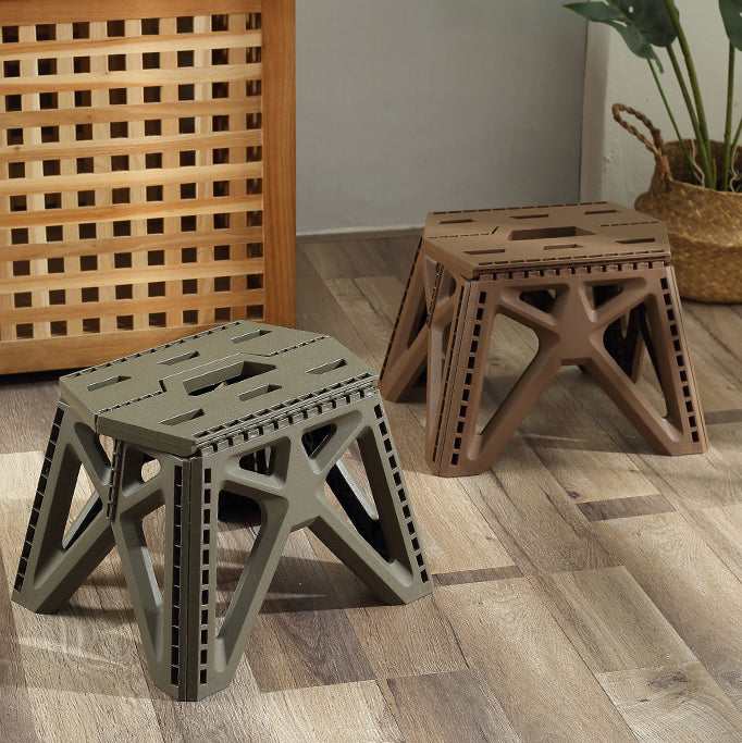 Modern Simplicity Trapezoid Portable Foldable Full PP Low Stool Backless Armless For Living Room