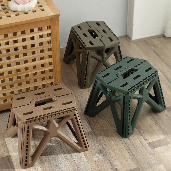 Modern Simplicity Trapezoid Portable Foldable Full PP Low Stool Backless Armless For Living Room