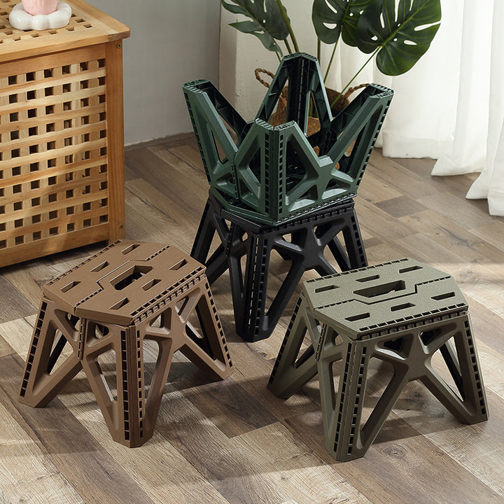 Modern Simplicity Trapezoid Portable Foldable Full PP Low Stool Backless Armless For Living Room