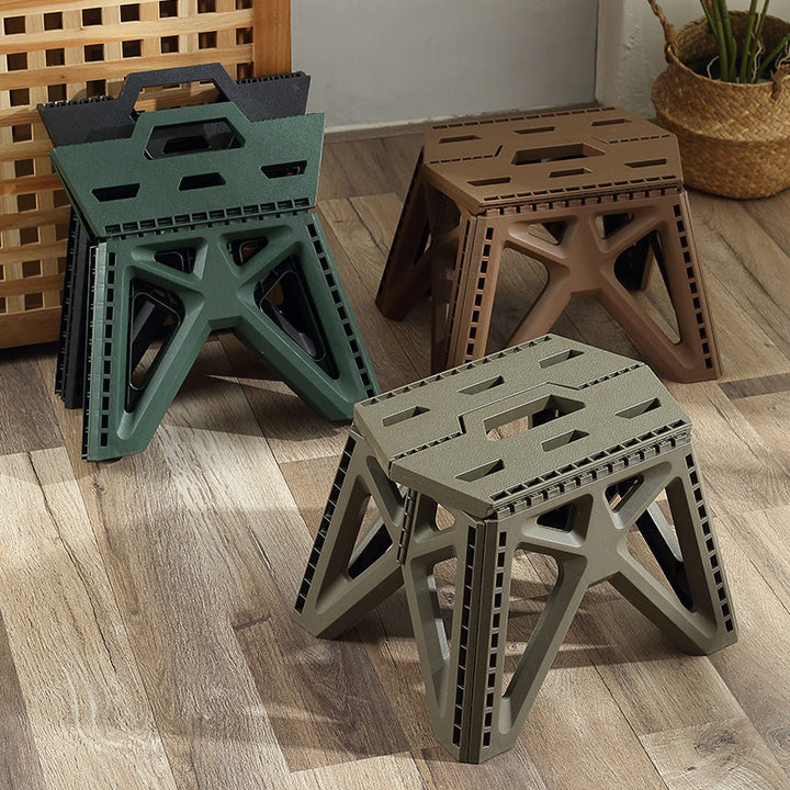 Modern Simplicity Trapezoid Portable Foldable Full PP Low Stool Backless Armless For Living Room