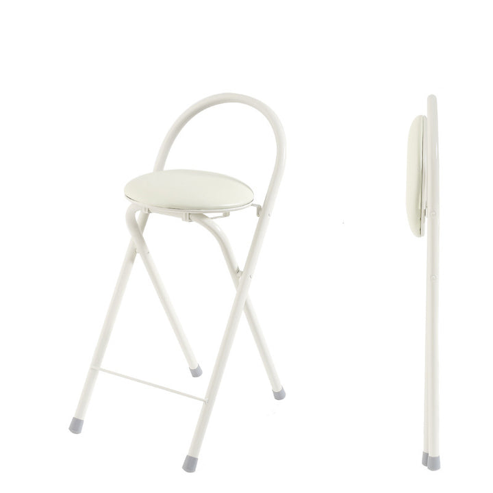 Simplicidad moderna, taburete de bar plegable de hierro con respaldo, sin brazos, de cuero PU redondo para comedor 