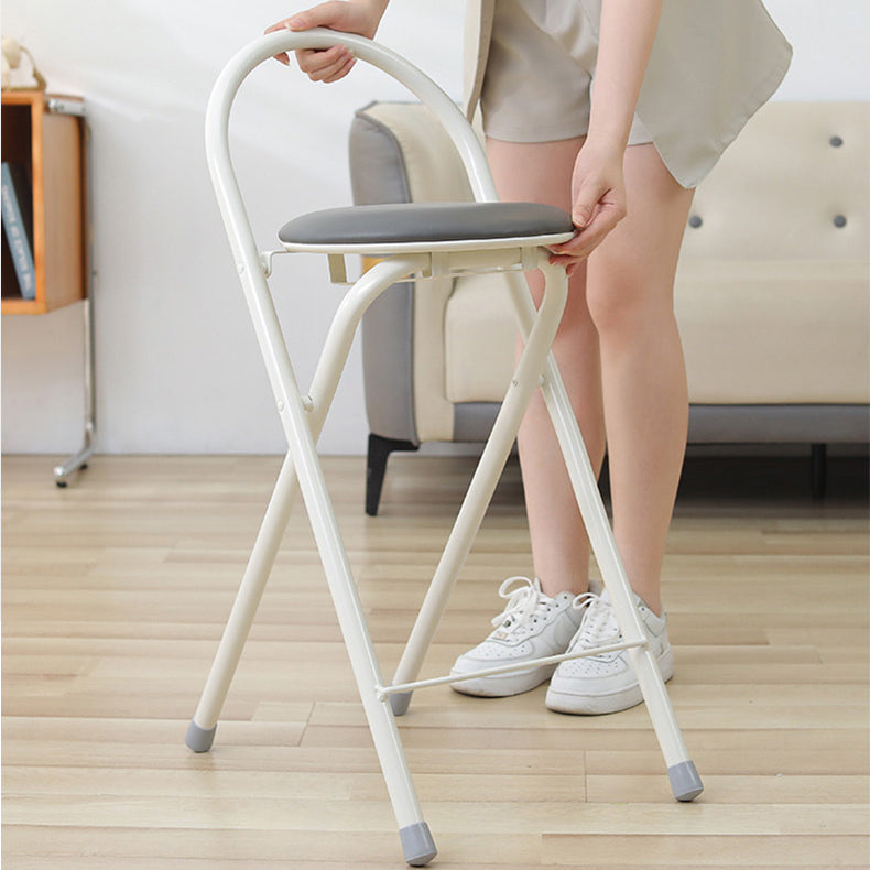 Modern Simplicity PU Iron Foldable Bar Stool Backrest Armless For Dining Room