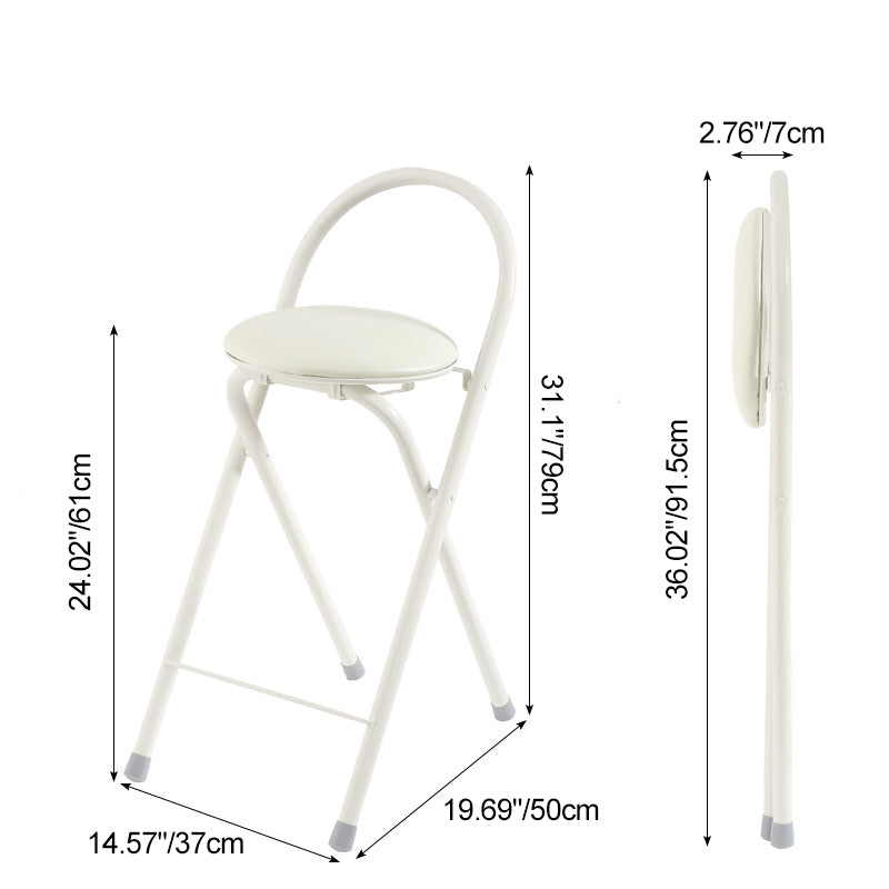 Modern Simplicity PU Iron Foldable Bar Stool Backrest Armless For Dining Room