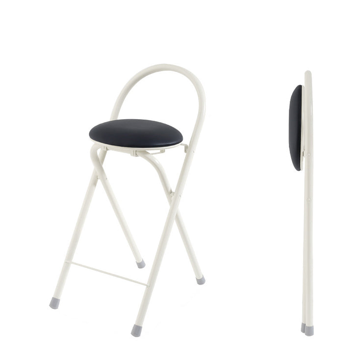 Simplicidad moderna, taburete de bar plegable de hierro con respaldo, sin brazos, de cuero PU redondo para comedor 