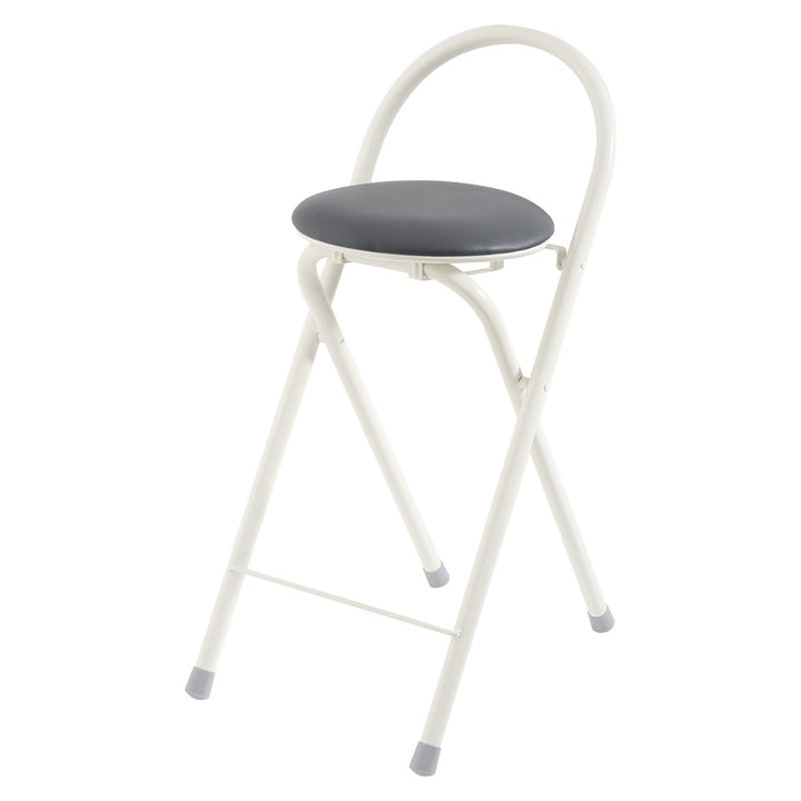 Simplicidad moderna, taburete de bar plegable de hierro con respaldo, sin brazos, de cuero PU redondo para comedor 