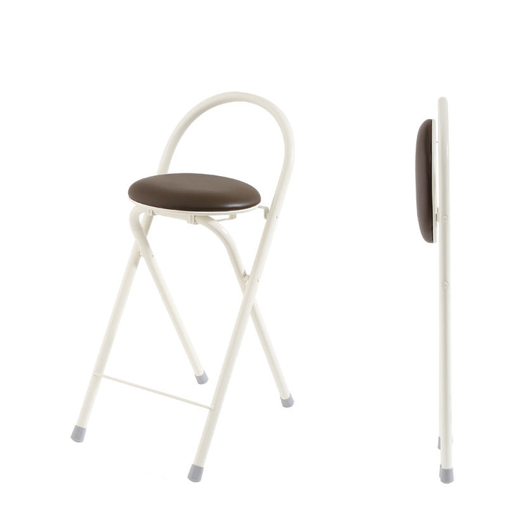 Simplicidad moderna, taburete de bar plegable de hierro con respaldo, sin brazos, de cuero PU redondo para comedor 