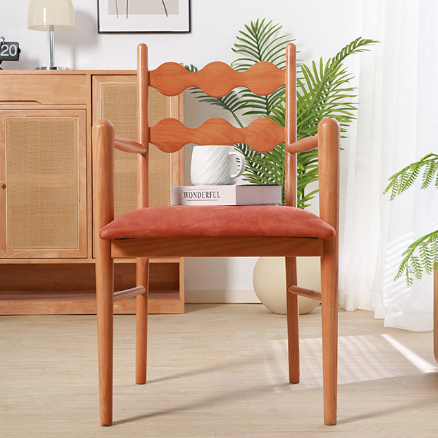 Chaise de salle à manger contemporaine rétro en flanelle cendrée avec dossier et accoudoirs pour salle à manger 