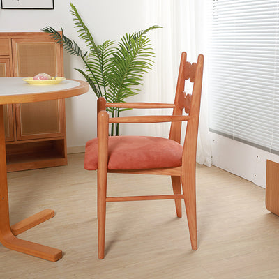 Chaise de salle à manger contemporaine rétro en flanelle cendrée avec dossier et accoudoirs pour salle à manger 